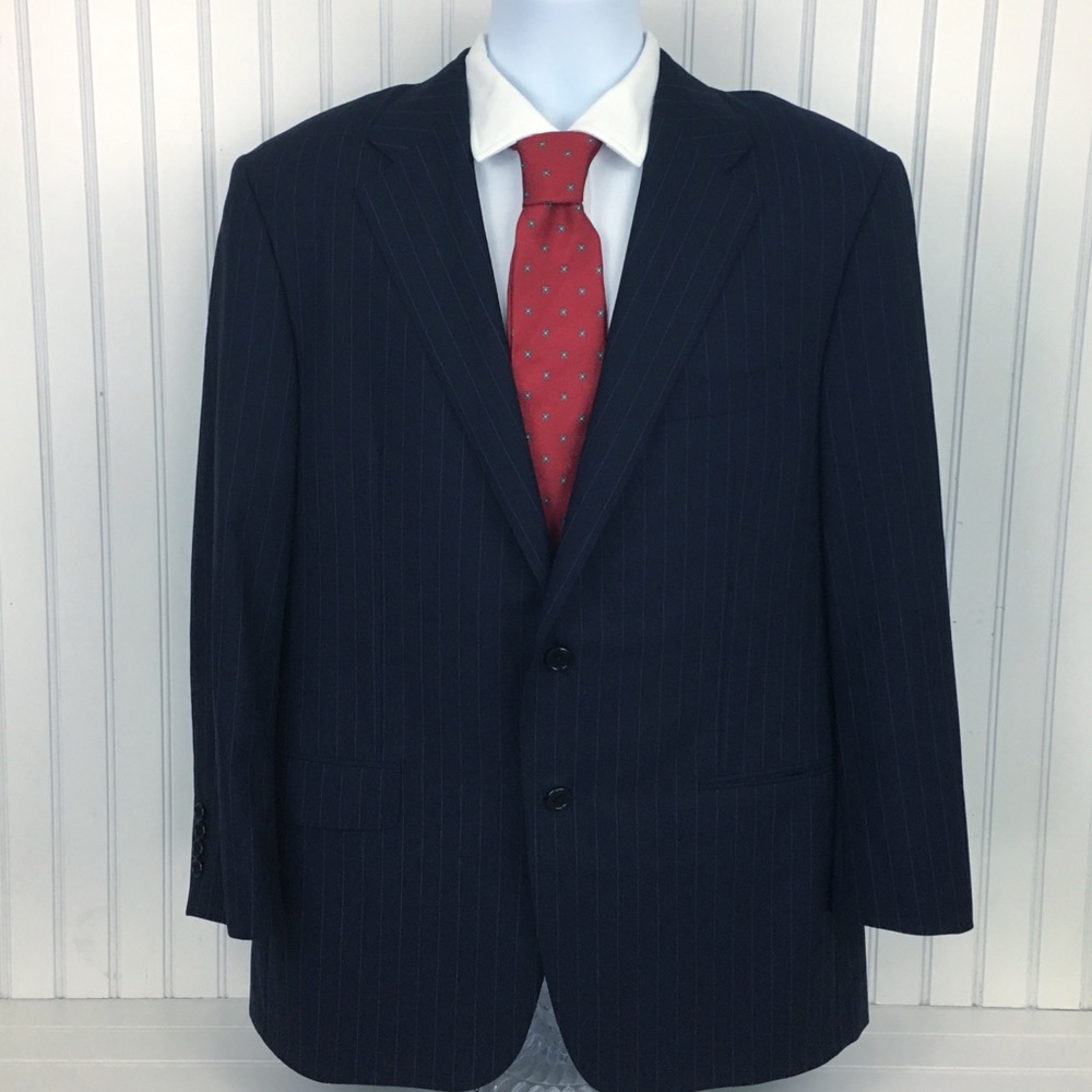 Hickey Freeman Navy Pinstripe Blazer 42R RECENT!